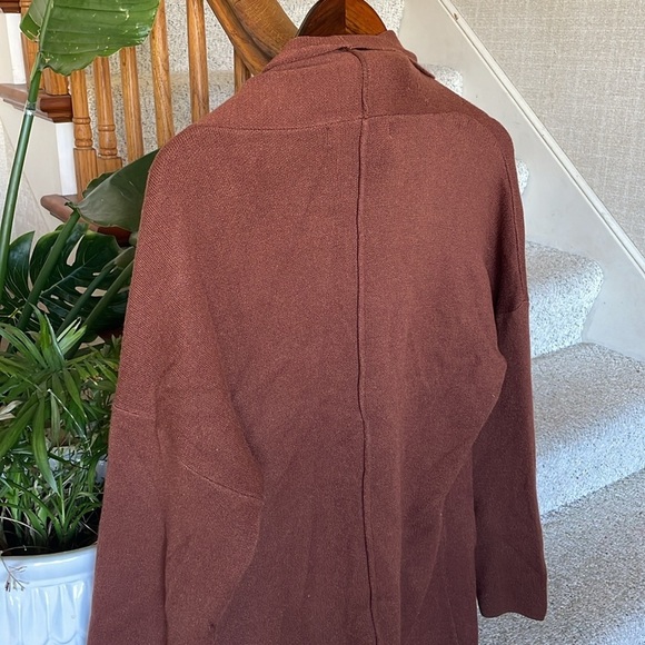 Anrabess Drapy Brown Open Front Chunky Soft Maxi Cardigan - Picture 8 of 14